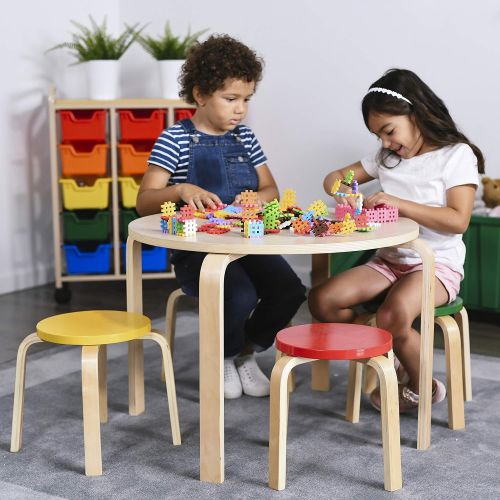  ECR4Kids Bentwood Table and Stool Set for Kids, Assorted