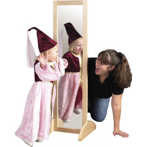  ECR4Kids Double-Sided Shatterproof Bi-Directional Birch Frame Full-Length Floor Mirror for Babies, Toddlers and Kids - Preschool, Daycare or Home - 4 Feet Tall, Natural