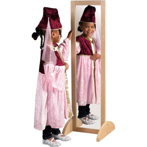  ECR4Kids Double-Sided Shatterproof Bi-Directional Birch Frame Full-Length Floor Mirror for Babies, Toddlers and Kids - Preschool, Daycare or Home - 4 Feet Tall, Natural
