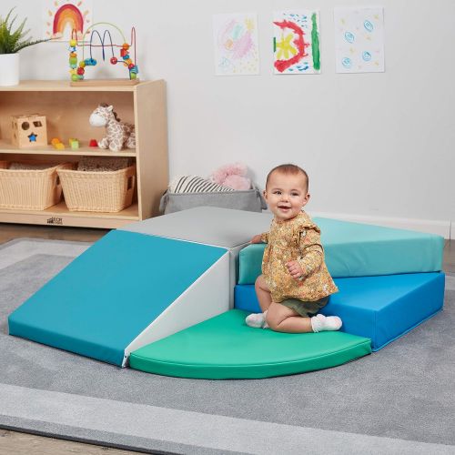  ECR4Kids SoftZone Tiny Twisting Foam Corner Climber - Indoor Active Play Structure for Toddlers and Kids - Soft Foam Play Set, Primary