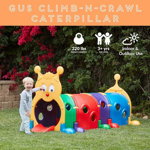  ECR4Kids GUS Climb-N-Crawl Caterpillar Tunnel - IndoorOutdoor Fun Kids Play Structure at Home, Daycare, or Preschool - 7 Feet Long, Primary Colors