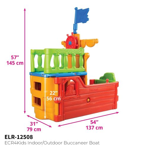  ECR4Kids IndoorOutdoor Buccaneer Boat with Pirate Flag Play Structure for Kids