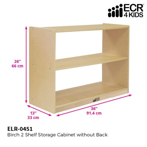  ECR4Kids Birch 2 Shelf Storage Cabinet, Natural