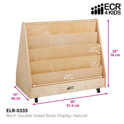  ECR4Kids Birch Hardwood Book Display Stand for Toddlers or Kids, Natural