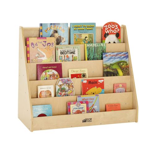  ECR4Kids Birch Hardwood Book Display Stand for Toddlers or Kids, Natural