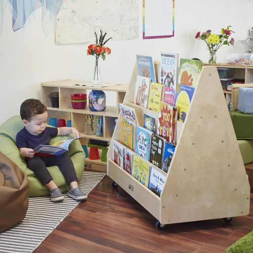  ECR4Kids Birch Hardwood Book Display Stand for Toddlers or Kids, Natural