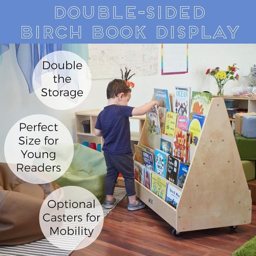  ECR4Kids Birch Hardwood Book Display Stand for Toddlers or Kids, Natural