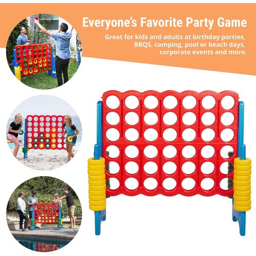  ECR4Kids Jumbo 4-To-Score Giant Game Set - Oversized 4-In-A-Row Fun for Kids, Adults and Families - IndoorsOutdoor Play Structure - 4 Feet Tall, Primary Colors