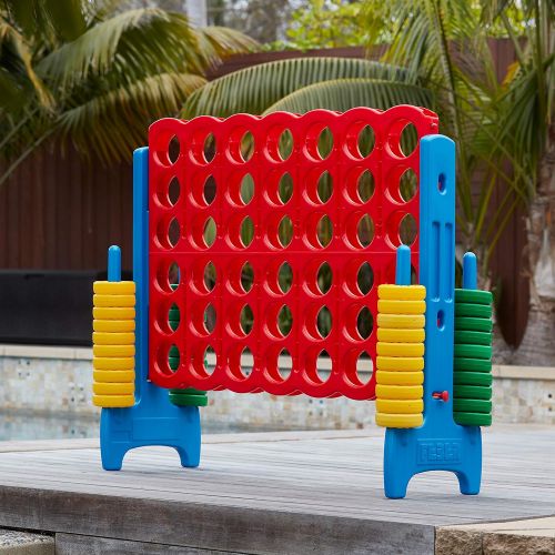  ECR4Kids Jumbo 4-To-Score Giant Game Set - Oversized 4-In-A-Row Fun for Kids, Adults and Families - IndoorsOutdoor Play Structure - 4 Feet Tall, Primary Colors