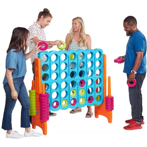  ECR4Kids Jumbo 4-To-Score Giant Game Set - Oversized 4-In-A-Row Fun for Kids, Adults and Families - IndoorsOutdoor Play Structure - 4 Feet Tall, Primary Colors