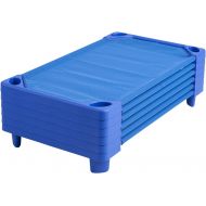 ECR4Kids Streamline Childrens Naptime Cot, Stackable Daycare Sleeping Cot for Kids, 52 L x 23 W, Assembled, Blue (Set of 6)