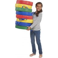 ECR4Kids Softzone Carry Me Floor Cushions for Flexible Classroom Seating, 3 Deluxe Foam, Round, Assorted (4-Piece Set)