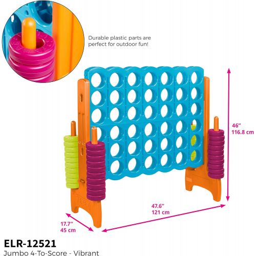  ECR4Kids Junior 4-To-Score Giant Game Set - Oversized 4-In-A-Row Fun for Kids, Adults and Families - IndoorsOutdoor Play Structure - Almost 3 Feet Tall, Primary Colors
