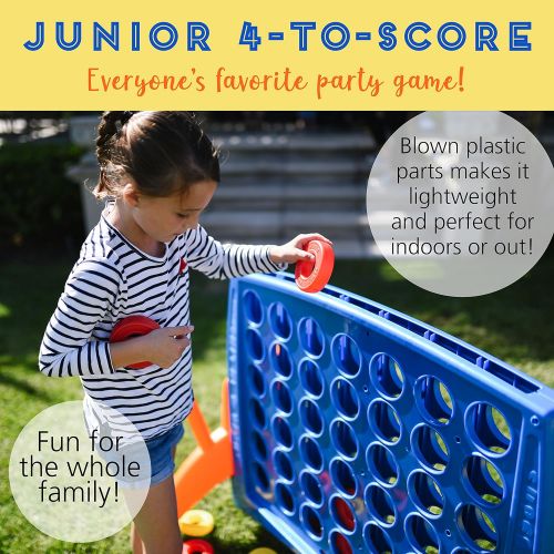  ECR4Kids Junior 4-To-Score Giant Game Set - Oversized 4-In-A-Row Fun for Kids, Adults and Families - IndoorsOutdoor Play Structure - Almost 3 Feet Tall, Primary Colors