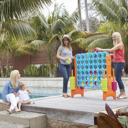  ECR4Kids Junior 4-To-Score Giant Game Set - Oversized 4-In-A-Row Fun for Kids, Adults and Families - IndoorsOutdoor Play Structure - Almost 3 Feet Tall, Primary Colors