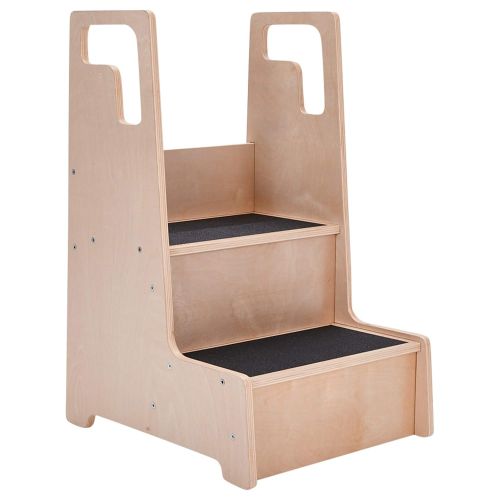  ECR4Kids Reach-Up Step Stool with Support Handles, Two Step Wood Stepping Stool for Kids and Toddlers