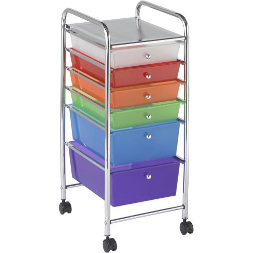  ECR4Kids 14-Drawer Mobile Organizer, Assorted Colors