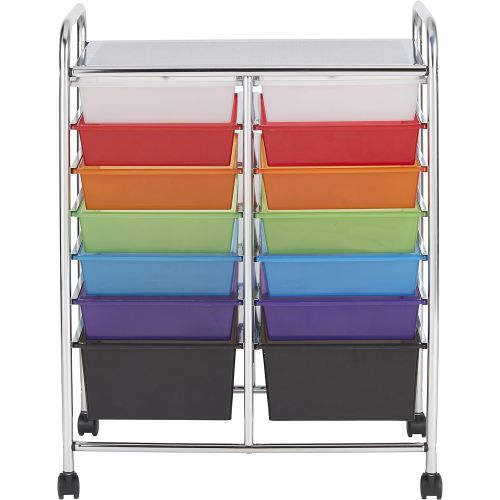  ECR4Kids 14-Drawer Mobile Organizer, Assorted Colors