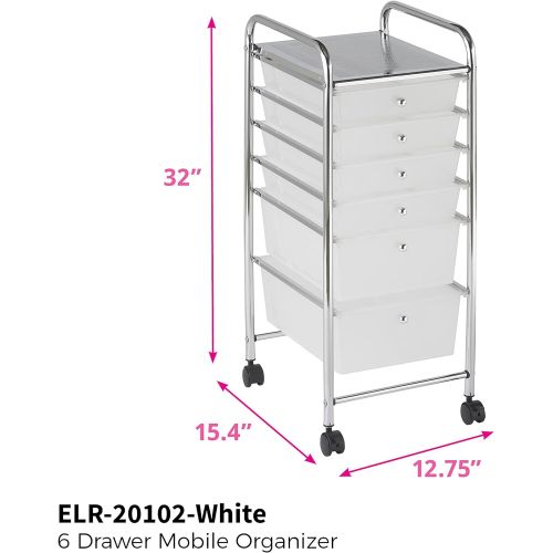  ECR4Kids 14-Drawer Mobile Organizer, Assorted Colors