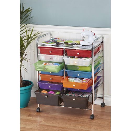  ECR4Kids 14-Drawer Mobile Organizer, Assorted Colors