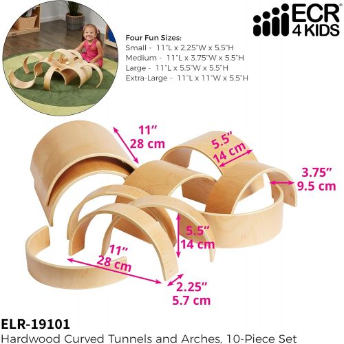  ECR4Kids Natural Hardwood Curved Play Tunnel and Arch Blocks (10-Piece)