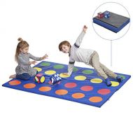 ECR4Kids SoftZone Rainbow Dot N Roll Activity Mat - Twisting Party Game with Giant Foam Dice - Fun Group Game for Parties and Schools