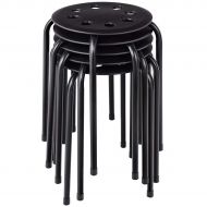 ECR4Kids COSTWAY Stackable stools, Portable Plastic 17 Height Backless Stools Round Top Storage Lightweight Perfect for Kitchen Home Living Room Furniture, Set of 5, Black