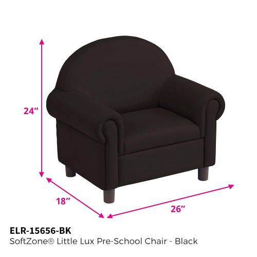  ECR4Kids SoftZone Little Lux Upholstered Pre-School Chair for Kids Room, Black