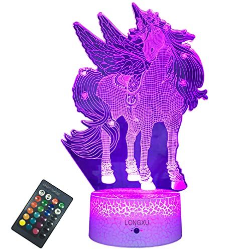  [아마존베스트]LONGXU Unicorn Gifts Lamps Night Lights for Kids Night Light with Remote & Smart Touch 7 Colors + 16 Colors Changing Dimmable Unicorn Toys 3 4 5 6 7 8 9 Year Old Girl Gifts (Unicor