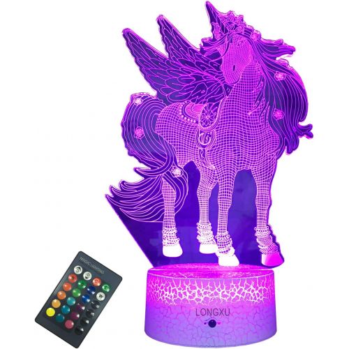  [아마존베스트]LONGXU Unicorn Gifts Lamps Night Lights for Kids Night Light with Remote & Smart Touch 7 Colors + 16 Colors Changing Dimmable Unicorn Toys 3 4 5 6 7 8 9 Year Old Girl Gifts (Unicor