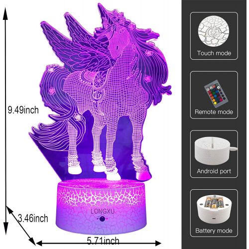  [아마존베스트]LONGXU Unicorn Gifts Lamps Night Lights for Kids Night Light with Remote & Smart Touch 7 Colors + 16 Colors Changing Dimmable Unicorn Toys 3 4 5 6 7 8 9 Year Old Girl Gifts (Unicor