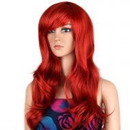 ECVTOP Ecvtop Wigs 28 inch Wavy Curly Cosplay Wig Women Wig Long Hair Heat Resistant Wig (Red)