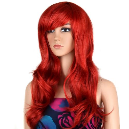  ECVTOP Ecvtop Wigs 28 inch Wavy Curly Cosplay Wig Women Wig Long Hair Heat Resistant Wig (Red)