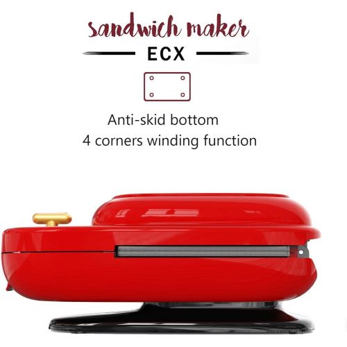  [아마존베스트]ECX Sandwich Maker, Waffle Maker, Donut Maker, Meatball Grill, 3-in-1 Detachable Non-stick Coating, LED Indicator Lights, Cool Touch Handle, Anti-skid Feet