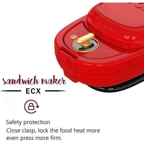  [아마존베스트]ECX Sandwich Maker, Waffle Maker, Donut Maker, Meatball Grill, 3-in-1 Detachable Non-stick Coating, LED Indicator Lights, Cool Touch Handle, Anti-skid Feet