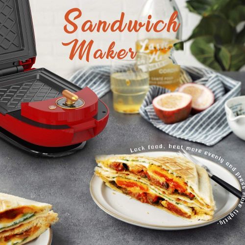  [아마존베스트]ECX Sandwich Maker, Waffle Maker, Donut Maker, Meatball Grill, 3-in-1 Detachable Non-stick Coating, LED Indicator Lights, Cool Touch Handle, Anti-skid Feet