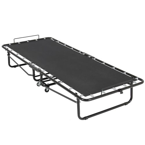  ECom Rocket LLC Conveniant Folding Rollaway Guest Bed Cot with 3 Thick Comfortable Memory Foam Mattress, Bed Frame with Two Foldable Metal Support Bars and 32 Carbon Steel Springs, Foldaway Easy S