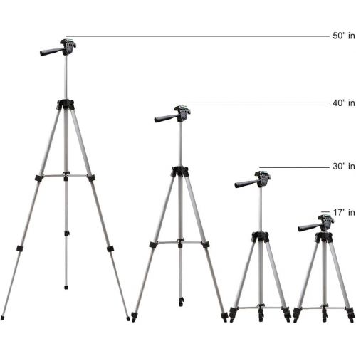  50 Inch Aluminum Camera Tripod for Canon, Nikon, Sony, Samsung, Olympus, Panasonic & Pentax + eCost Microfiber