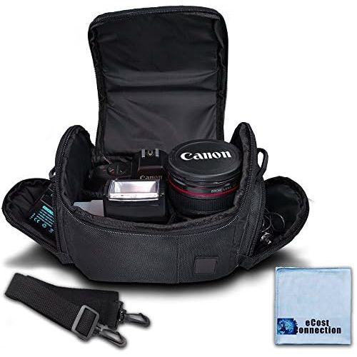  [아마존베스트]ECostConnection Medium Soft Padded Camera Equipment Bag / Case for Nikon, Canon, Sony, Pentax, Olympus Panasonic, Samsung & Many More + eCostConnection Microfiber Cloth