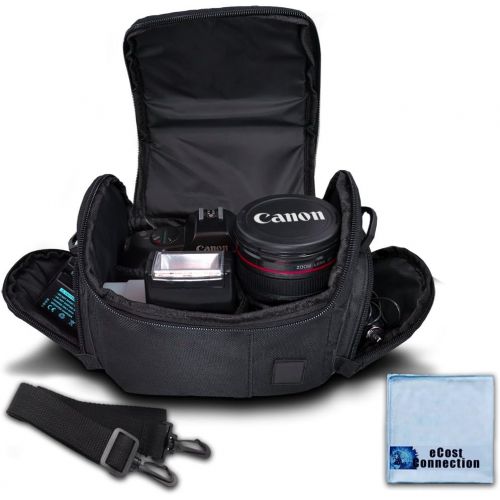  [아마존베스트]ECostConnection Medium Soft Padded Camera Equipment Bag / Case for Nikon, Canon, Sony, Pentax, Olympus Panasonic, Samsung & Many More + eCostConnection Microfiber Cloth