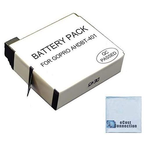  eCostConnection Replacement Battery for The Go Pro Hero 4 with Microfiber Cleaning Cloth