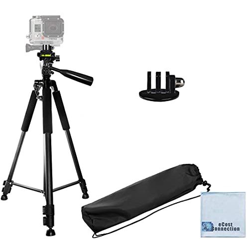  60 Inch Pro Series Professional Camera Tripod for All GoPro HERO1, HERO2, HERO3/3+, HERO4, HERO4 Session, HERO5, Hero 6, Fusion Cameras & eCostConnection Microfiber Cloth