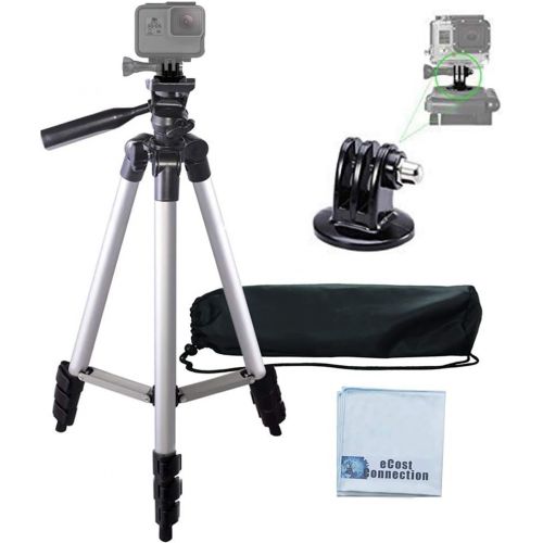  50 Aluminum Camera Tripod with Built in Bubble Level Indicator for All GoPro HERO Cameras + Tripod Mount & an eCostConnection Microfiber Cloth