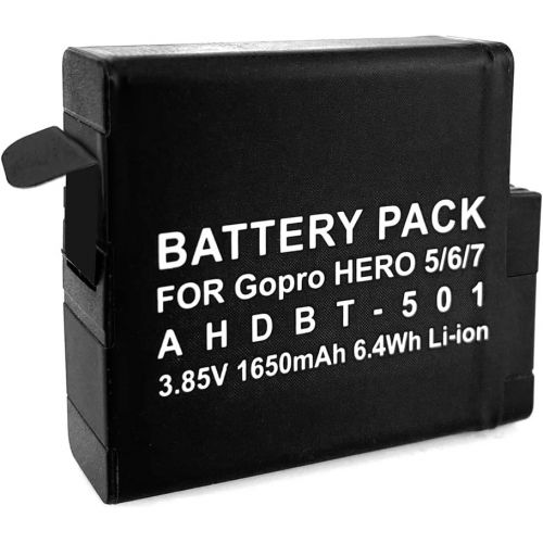  2 Replacement Batteries AHDBT 501 for GoPro Hero 5, 6, 7 Silver and Black Edition Includes eCostConnection Microfiber Cloth