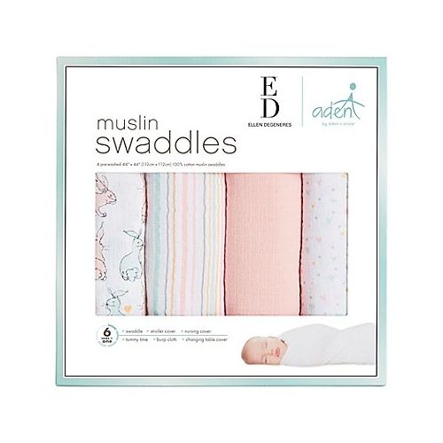  ED Ellen DeGeneres Crafted by aden by aden + anais 4-Pack Bunnies Muslin Swaddles