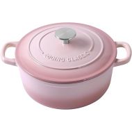 Enameled Cast Iron Covered Dutch Oven with Lid Round Pot for Bread Baking, 7 Quart, Pink