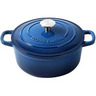 EDGING CASTING Enameled Cast Iron Covered Dutch Oven with Dual Handle, 3.5 Quart, Indigo