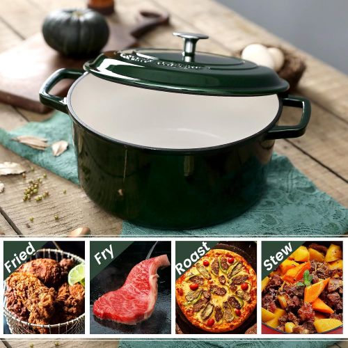  [아마존베스트]EDGING CASTING Enameled Cast Iron Dutch Oven, 6-Quart, Green