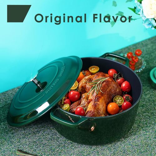  [아마존베스트]EDGING CASTING Enameled Cast Iron Dutch Oven, 6-Quart, Green