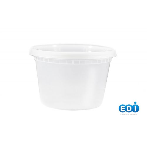  EDI SUPPLIES EDI Wholesale 250 Sets Microwavable Translucent Plastic Soup Food Deli Container With Lid (16OZ)